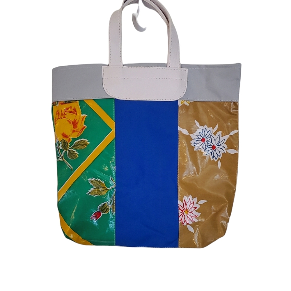 Kitsch Kitchen Colorful Retro Funky Floral Print Vinyl Tote